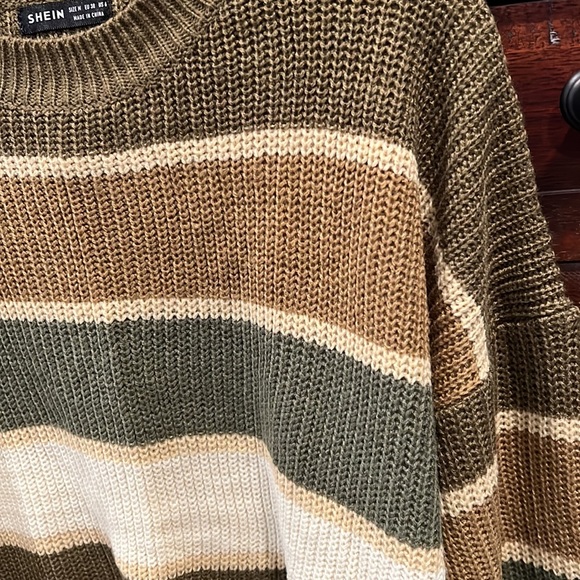 SHEIN Crewneck Striped Drop-Shoulder Sweater EUC - Picture 4 of 6